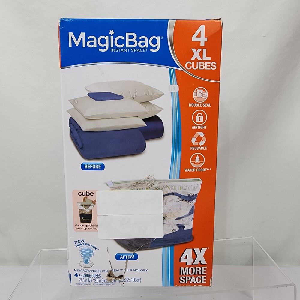 MagicBag Instant Space! 4 Pack X-LARGE CUBES For Storing Comforters & Pillows